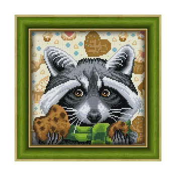 АЖ-1606 Картина стразами 'Енот-сладкоежка' 25*25см