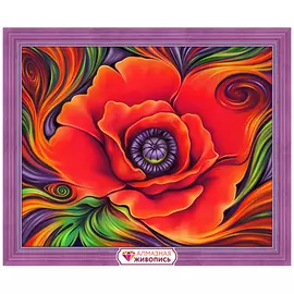 АЖ-1616 Картина стразами 'Пылающий мак' 50*40 см