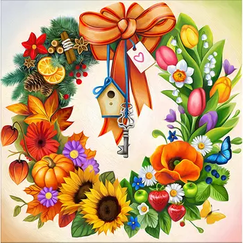 АЖ-1617 Картина стразами 'Круглый год' 40*40см