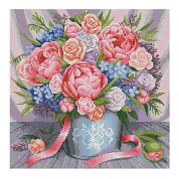 АЖ-1655 Картина стразами 'Милый букет' 40*40см