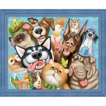 АЖ-1658 Картина стразами 'Звериное селфи' 50*40см