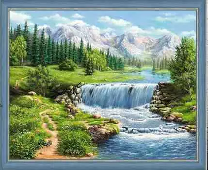 АЖ-1686 Картина стразами 'Полдень у реки' 50*40см