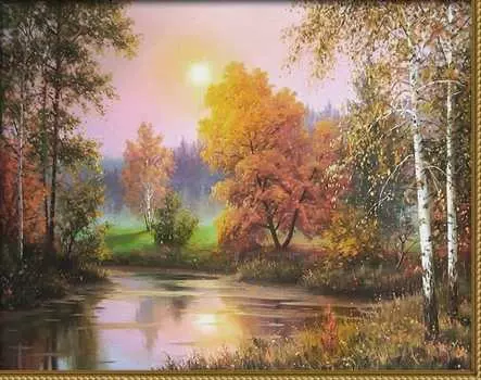 АЖ-1687 Картина стразами 'Осенние сумерки' 50*40см