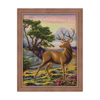 АЖ-1692 Картина стразами 'Благородный олень' 30*40см