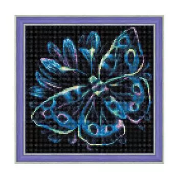 АЖ-1713 Картина стразами 'Неоновая бабочка' 25*25см