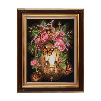 АЖ-1723 Картина стразами 'Фонарь в шиповнике' 30*40см