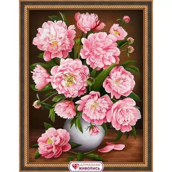 АЖ-1732 Картина стразами 'Перламутровые пионы' 30*40см