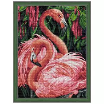 АЖ-1739 Картина стразами 'Пара фламинго' 30*40см