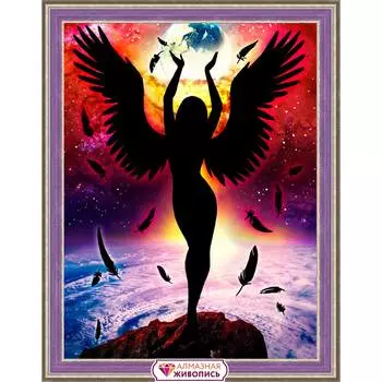 АЖ-1799 Картина стразами 'Темный Ангел' 30*40см