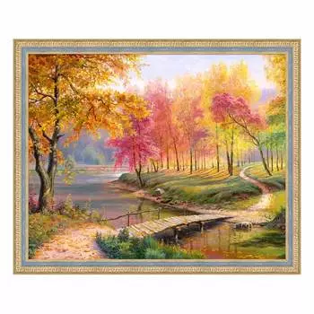АЖ-1822 Картина стразами 'Осень в старом парке' 50*40см