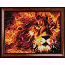 АЖ-1851 Картина стразами 'Огненный лев' 40*30см