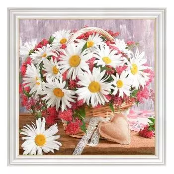 АЖ-1878 Картина стразами 'Букет любимые ромашки' 40*40см