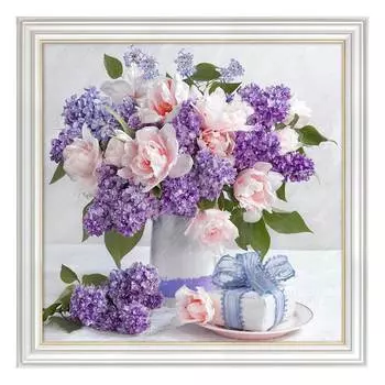 АЖ-1879 Картина стразами 'Букет сиреневая нежность' 40*40см