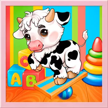 АЖ-1888 Картина стразами 'Бычок Пятнышко' 25*25 см