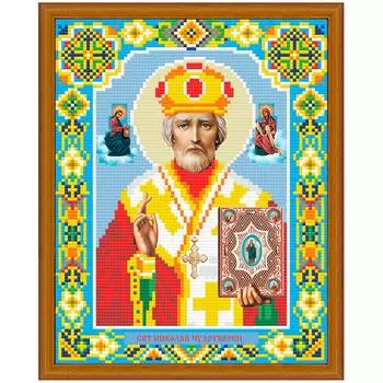 АЖ-2001 Картина стразами 'Алмазная живопись' 'Икона Николай Чудотворец', 22*28 см