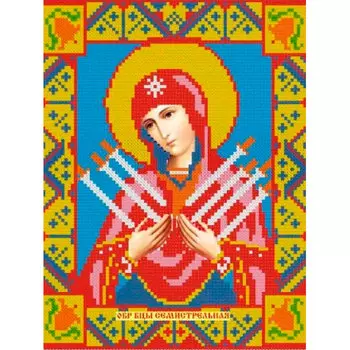АЖ-2009 Картина стразами 'Алмазная живопись' 'Икона Семистрельная Богородица', 22*28 см