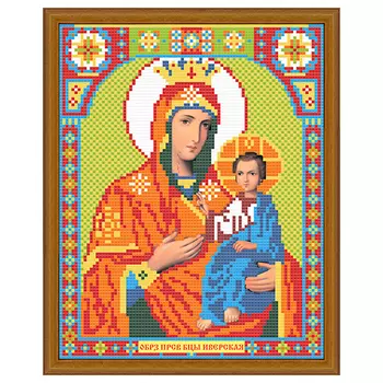 АЖ-2010 Картина стразами 'Алмазная живопись' 'Икона Иверская Богородица', 22*28 см