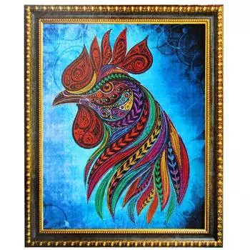 АЖ-3001 Картина стразами 'Петух стихии огня' 40*50см