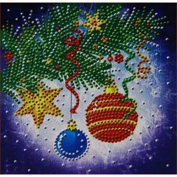 АЖ-3016 Картина стразами 'Ёлочные игрушки' 15*15см