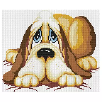 АЖ-322 Картина стразами 'Сонный пёс' 35*30см