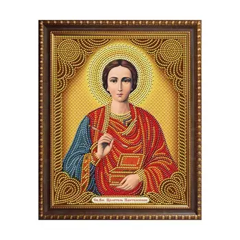 АЖ-5032 Картина стразами 'Икона Св. Пантелеймон Целитель' 22*28см