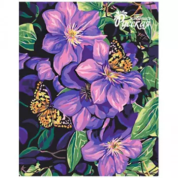 B026 Наборы для рисования по номерам ' Цветы и бабочки' 40*50см