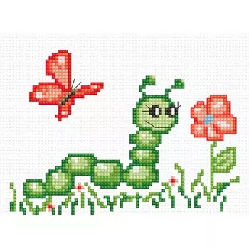 B074 Набор для вышивания 'Моя первая вышивка. Гусеница' 13*9 см, Luca-S