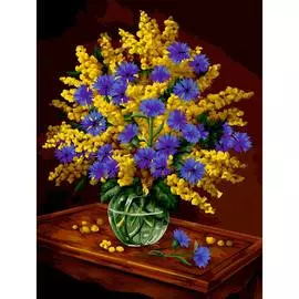 B109 Набор для рисования по номерам 'Мимоза и васильки' 40*50см