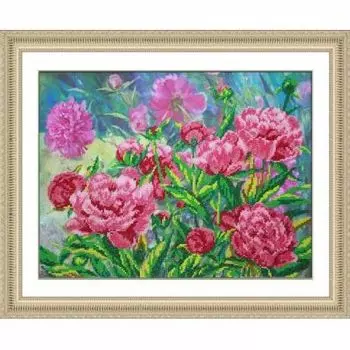 Б1233 Набор для вышивания бисером 'Паутинка' 'Пионы', 28*37,5 см
