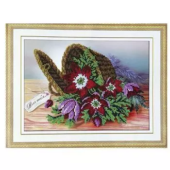 Б1252 Набор для вышивания бисером 'Паутинка' 'Клематис на память', 28*20 см