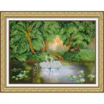 Б1405 Набор для вышивания бисером 'Паутинка' 'Лесное озеро', 27*38 см