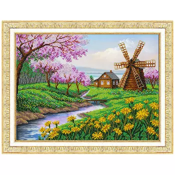 Б1438 Набор для вышивания бисером 'В краю весны' 38*28 см