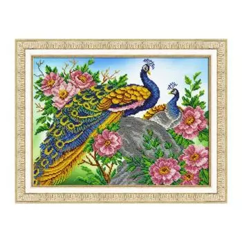 Б1450 Набор для вышивания бисером 'Паутинка' 'Павлины', 28*38 см