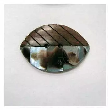B5b-01-h MH COLLECTIONS Пуговицы декоративные (дерево+ракушка) 4.5 см х 3,2 см