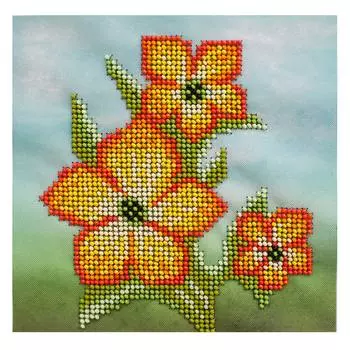 Б-0091 Набор для вышивания бисером 'Бисеринка' 'Нарцисс', 15*15 см