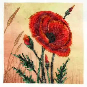 Б-0104 Набор для вышивания бисером 'Бисеринка' 'Красный мак', 18*17,5 см