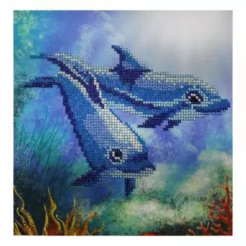 Б-0110 Набор для вышивания бисером 'Бисеринка' 'Дельфины' 19,5*19,5см