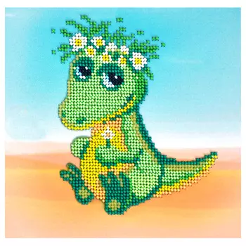 Б-0119 Набор для вышивания бисером Бисеринка 'Крокодильчик' 16,5*16,5см