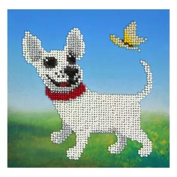 Б-0128 Набор для вышивания бисером Бисеринка 'Белый Бим' 15*15см