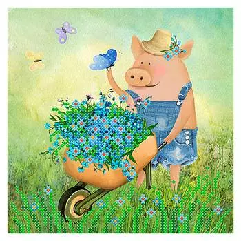 Б-0134 Набор для вышивания бисером Бисеринка 'Садовник' 17*17см