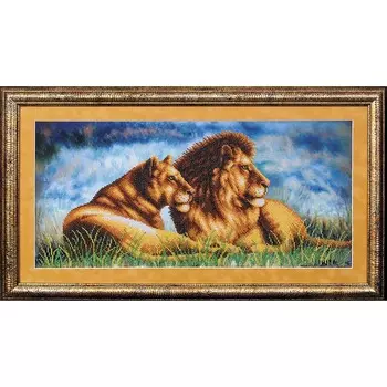 Б-134 Набор для вышивания бисером Магия канвы 'Туманное утро. Львы', 49,5х23,5 см