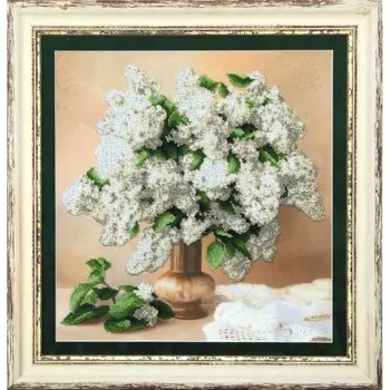 Б-702 Набор для вышивания бисером 'Чаривна Мить' 'Белая сирень', 37*37 см