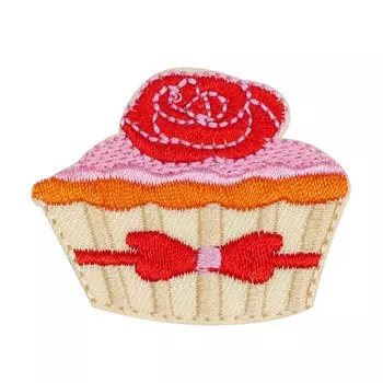 BA1046 Термоаппликация 'Пирожное с розочкой ', 4*5см