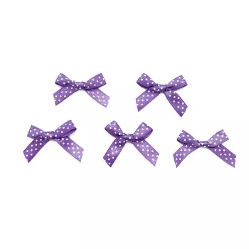 Бантики пришивные, 8шт/упак (фиолетовый горох)