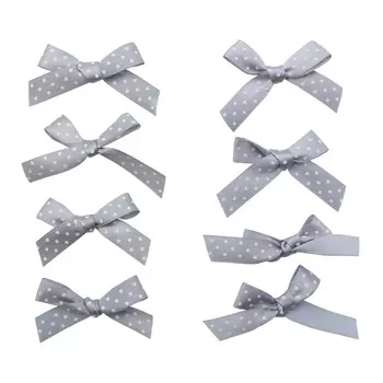 Бантики пришивные, 8шт/упак (серый горох)