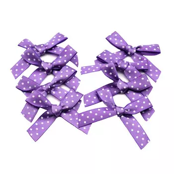 Бантики пришивные, 8шт/упак (сиреневый горох)