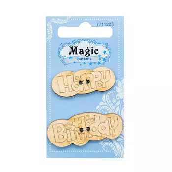 BBL025-MX-V Набор пуговиц 'С днем рождения!', упак./2 шт., Magic Buttons