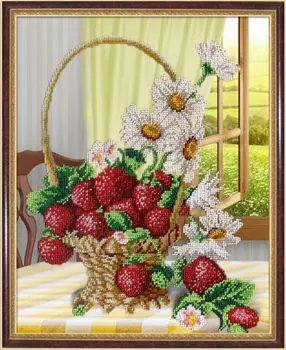 БГ-277 Набор для вышивания 'МП Студия' 'Ваза с ромашками и клубникой', 28х35 см