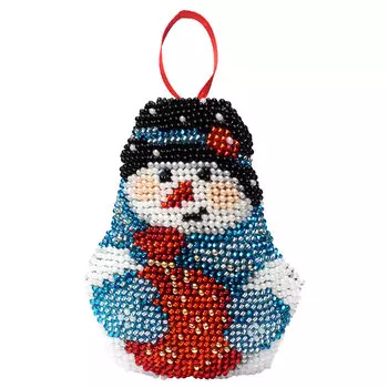 БИ-116 Набор для вышивания Бисером'Созвездие'. Новогодняя игрушка 'Снеговичок ' 7,5*9,5см