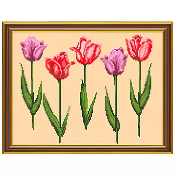 Бис3043 Рисунок на канве для вышивки бисером 'Тюльпаны'
